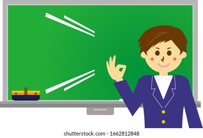 Blackboard vector illustration . Illustration of school classroom .