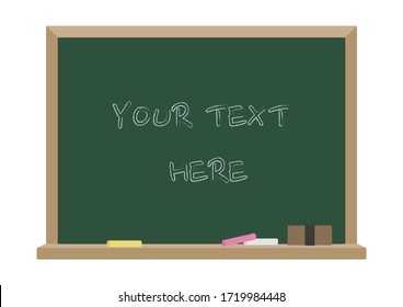 Blackboard vector isolated on white background. Blackboard, chalk, and board eraser vector illustration. Blackboard frame. 