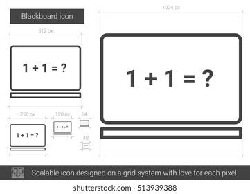 Blackboard vector line icon isolated on white background. Blackboard line icon for infographic, website or app. Scalable icon designed on a grid system.