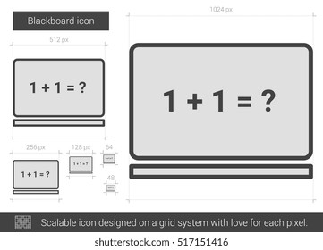 Blackboard vector line icon isolated on white background. Blackboard line icon for infographic, website or app. Scalable icon designed on a grid system.