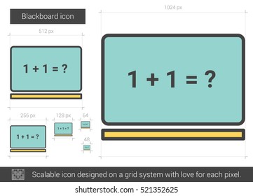 Blackboard vector line icon isolated on white background. Blackboard line icon for infographic, website or app. Scalable icon designed on a grid system.