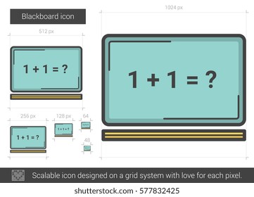 Blackboard vector line icon isolated on white background. Blackboard line icon for infographic, website or app. Scalable icon designed on a grid system.