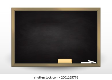 Blackboard with wooden frame, dirty chalkboard. Background for school or restaurant design, menu