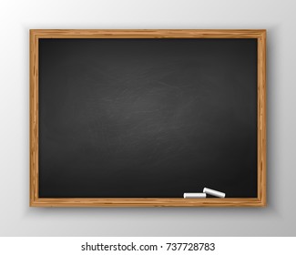 Blackboard with wooden frame, dirty chalkboard