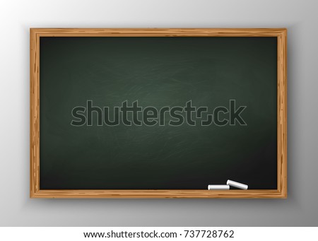 Blackboard with wooden frame, dirty chalkboard.