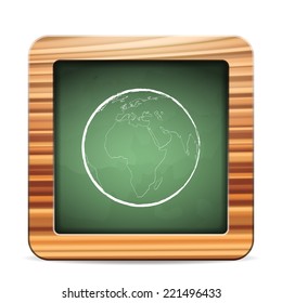 Blackboard world globe  on a white background. Vector illustration.