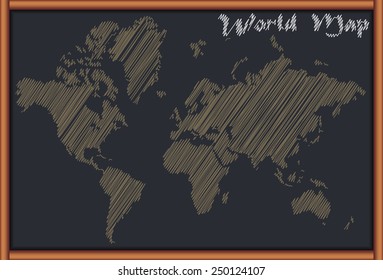 Blackboard with the World Map