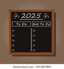 a blackboard written with chalk 2025 to do and not to do list  on wall