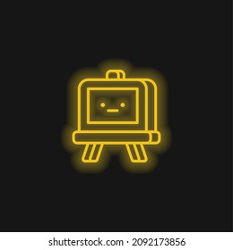 Blackboard yellow glowing neon icon