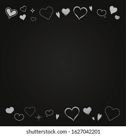 Blackboard-like heart frame square (black background)