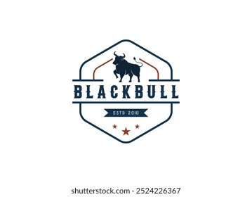 Projeto do logotipo animal Blackbull. Projeto do logotipo da fazenda Blackbull