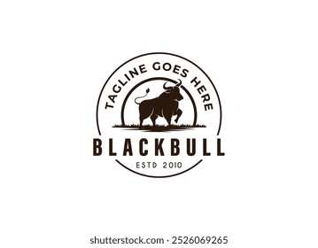 Projeto do logotipo animal Blackbull. Projeto do logotipo da fazenda Blackbull