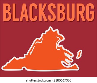 Blackburg Virginia with red background 