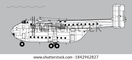 Blackburn Beverley. Vector drawing of military heavy transport aircraft. Side view. Image for illustration and infographics.