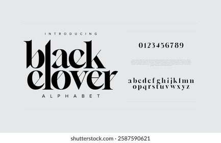 Blackclover typography beauty fashion elegant minimalist serif italic fonts decorative wedding vintage retro logos. Minimal luxury font alphabet logo. Vector illustration