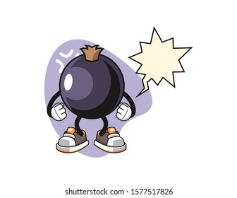 Blackcurrant angry with speech bubble cartoon. Mascot Character vector.
