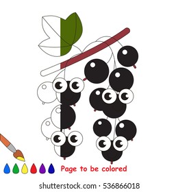 Blackcurrant to be colored, the coloring book to educate preschool kids with easy kid educational gaming and primary education of simple game level.