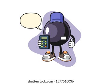 Blackcurrant cashier with speech bubble cartoon. Mascot Character vector.