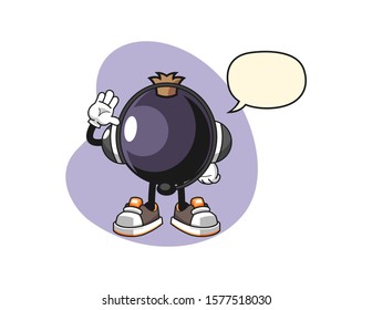 Blackcurrant costumer cervices with speech bubble cartoon. Mascot Character vector.