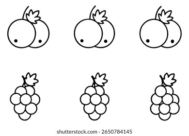 blackcurrant line art realistic hand sketch of berries and foliage