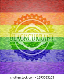 Blackcurrant on mosaic background with the colors of the LGBT flag