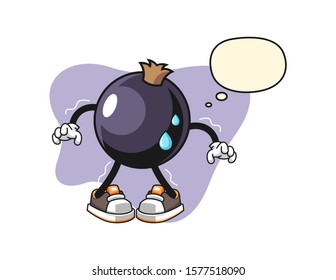Blackcurrant scare with thought bubble cartoon. Mascot Character vector.