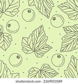 Blackcurrant seamless pattern. Hand drawing Blackcurrant, redcurrant. Ripe berries repeat texture. Vector illustration