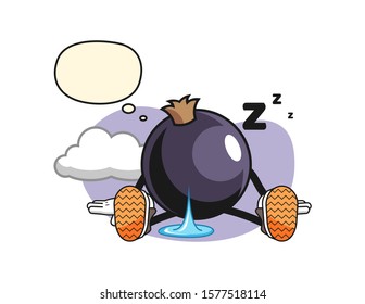 Blackcurrant sleep with thought bubble cartoon. Mascot Character vector.