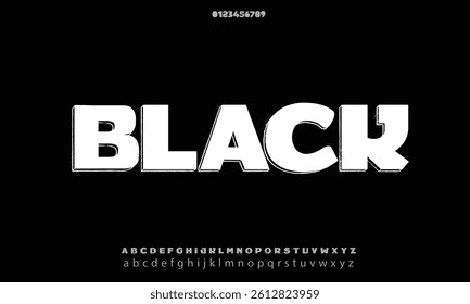 black-december vector font alphabet with numbers
