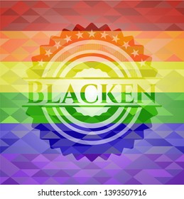 Blacken emblem on mosaic background with the colors of the LGBT flag