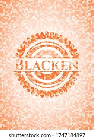 Blacken orange mosaic emblem. Vector Illustration. Detailed. 