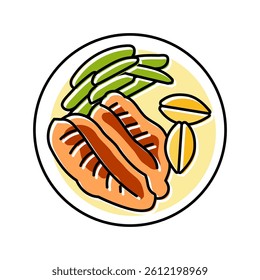 blackened fish color icon vector. blackened fish sign. isolated symbol illustration