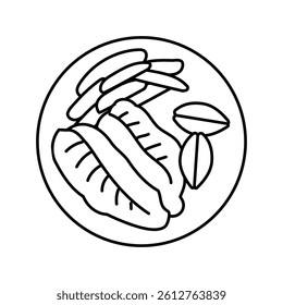 blackened fish line icon vector. blackened fish sign. isolated contour symbol black illustration