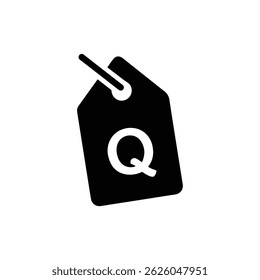 Marca de suspensão de FAQ preenchida em preto com design plano de carta Q