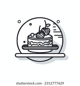 blackforest cake with cherry on top icon illustration