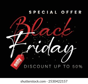 black-Friday-sale-with-red-black-writing in a black background