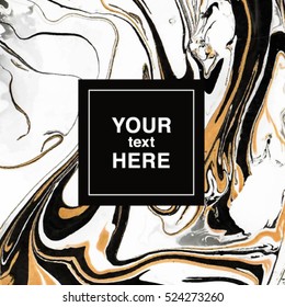 Black-golden-white abstract marbling background for invitation template