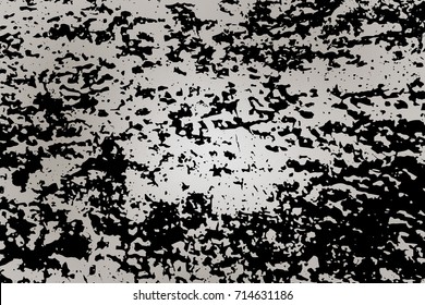 Black-gray black and white texture. Grange style, dark dirty dust. Scratched, spray, vintage effect with noise and grain. EPS10 vector.