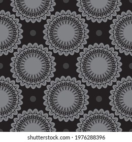 Black-gray seamless pattern with luxurious decorative ornaments. Good for murals, textiles, postcards and prints. Vector illustration.