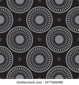 Black-gray seamless pattern with luxurious decorative ornaments. Good for covers, fabrics, postcards and printing. Vector illustration.