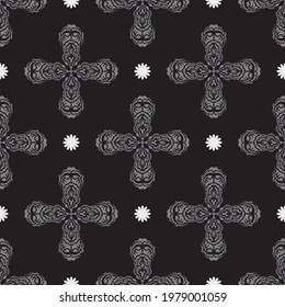 Black-gray seamless pattern with luxurious decorative ornaments. Good for menus, postcards, wall wallpapers, backgrounds, and fabrics. Vector illustration.