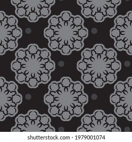 Black-gray seamless pattern with luxurious decorative ornaments. Good for covers, fabrics, postcards and printing. Vector illustration.