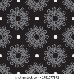 Black-gray seamless pattern with luxurious decorative ornaments. Good for menus, postcards, wall wallpapers, backgrounds, and fabrics. Vector illustration.