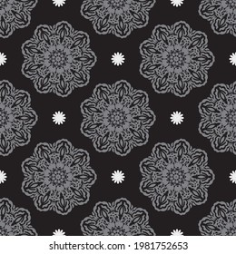 Black-gray seamless pattern with luxurious decorative ornaments. Good for menus, postcards, wall wallpapers, backgrounds, and fabrics. Vector illustration.