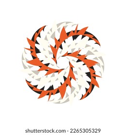 black,grey,red and white circle geometric  pointed swirl bagel   