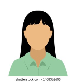 Black-haired Asian woman. Abstract female avatar. Vector illustration.