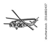 Blackhawk helicopter vector design isolated on white background