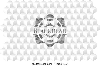Blackhead grey emblem with geometric cube white background