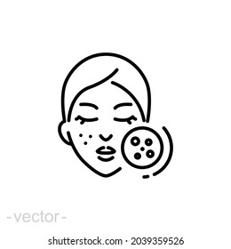 Blackhead Icon. Simple Outline Style. Acne On Skin, Dermatology Concept. Thin Line Symbol. Vector Illustration Design Isolated On White Background. Editable Stroke EPS 10