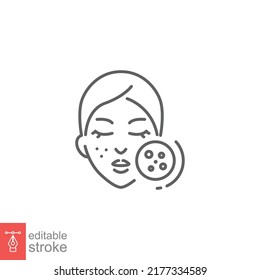 Blackhead icon. Simple outline style. Acne on skin, dermatology concept. Thin line symbol. Vector illustration design isolated on white background. Editable stroke EPS 10